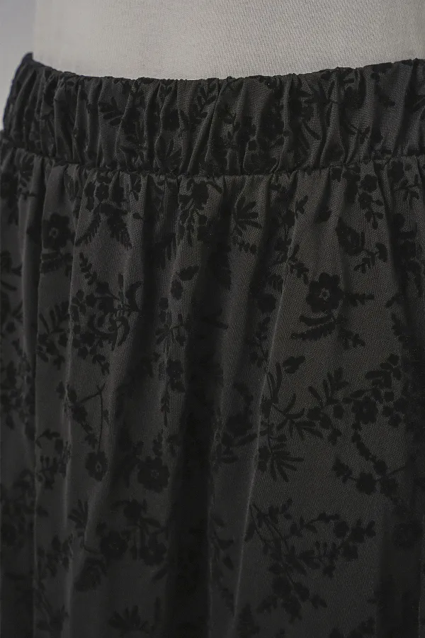 Kadın Desenli Astarlı Etek 8075 - Siyah