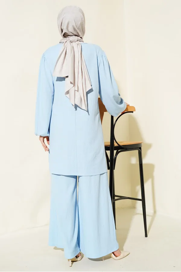 Women's Blue Tunic and Pants Set (Top and Bottom) 6663