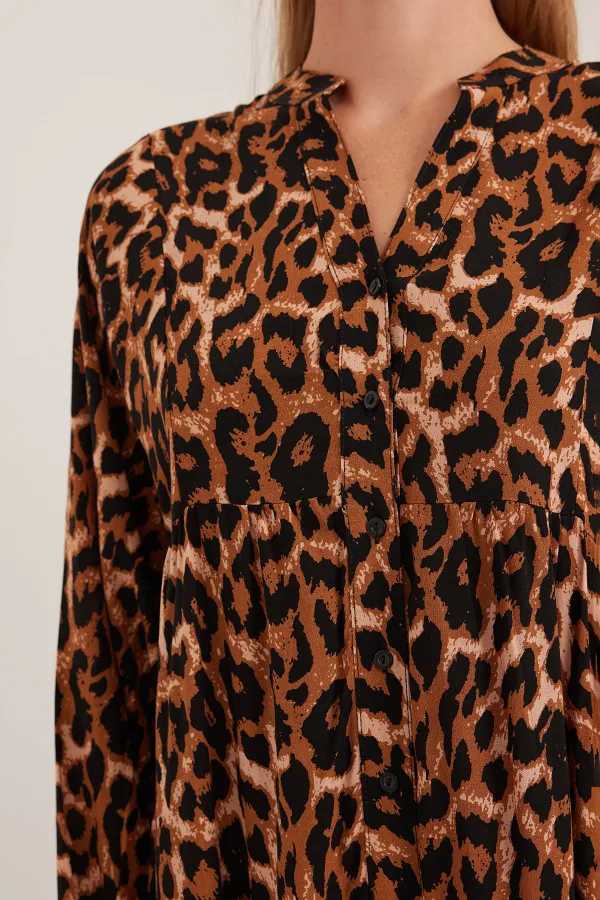 Robe hijab en viscose beige marron pour femme 2423