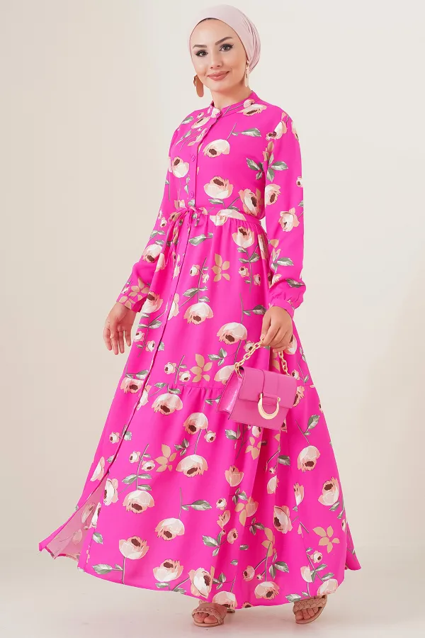 Robe hijab à col juge 2144 - A.Fuchsia