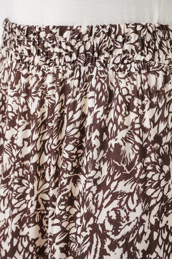 1898 Desenli Uzun Etek - Sütlü Kahve