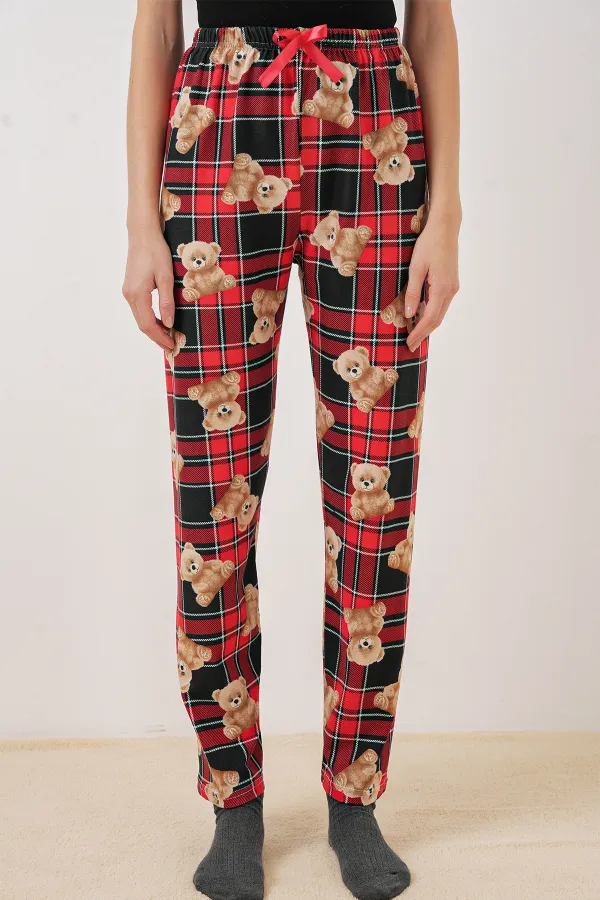 Bas de pyjama à motifs 4323 - Rouge foncé