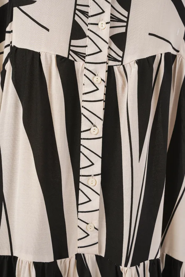 Robe longue hijab à motifs pour femme 2585 - Noir