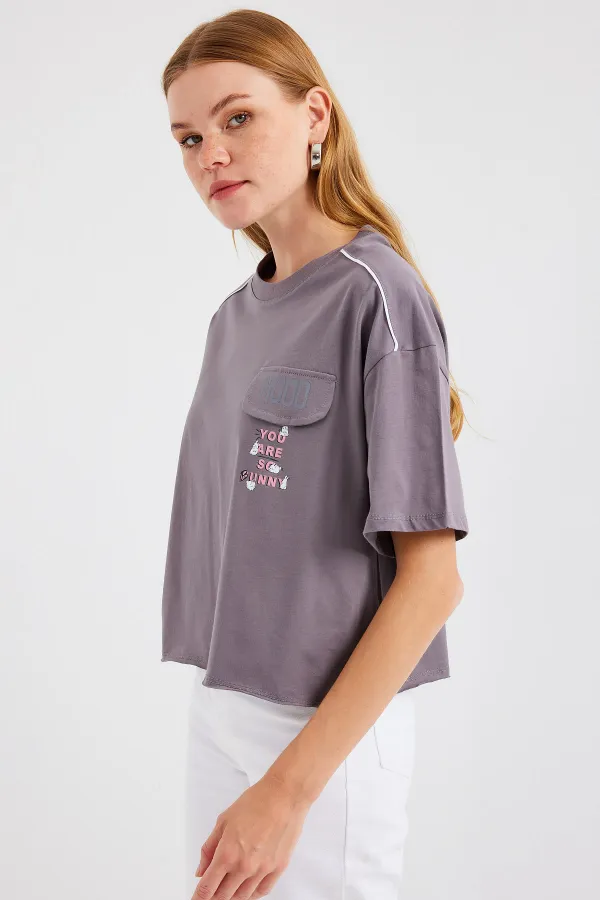 T-shirt oversize 4321 avec poche - Gris