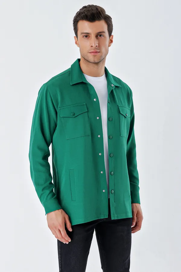 Chemise homme oversize 20193 - Vert émeraude