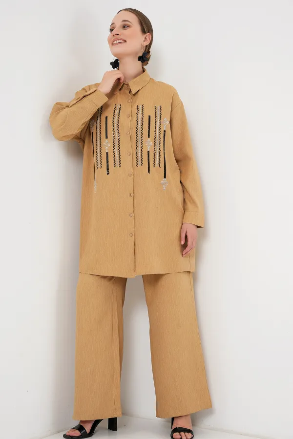 Desenli Tunik Pantolon İkili Takım 6720 - Bisküvi