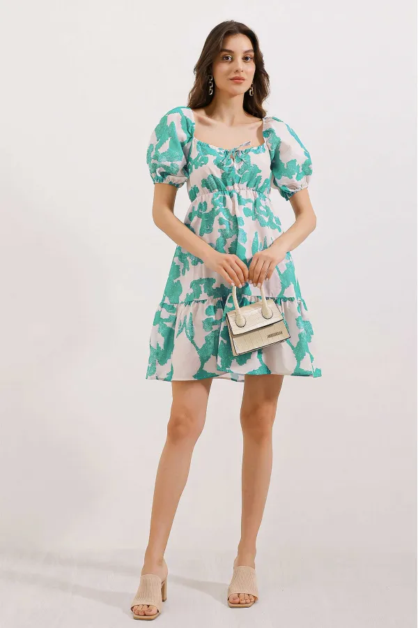 Robe évasée en popeline 2351 - Vert menthe