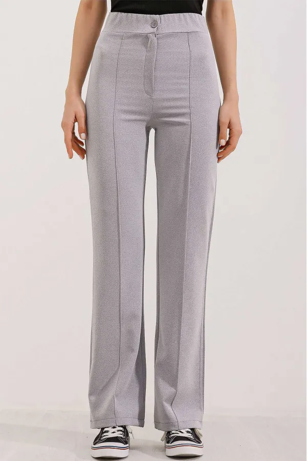 Pantalon palazzo taille haute 6629 - Gris