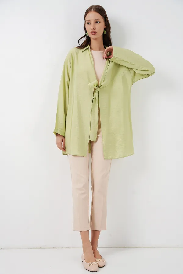 Kadın Salaş Bağcıklı Kimono 5981 - E.Yeşil