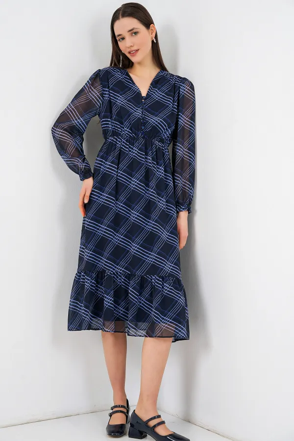 Robe en mousseline à motifs 2137 - Bleu clair