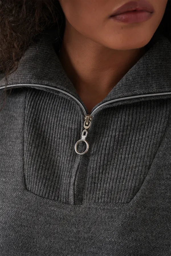 Ensemble deux pièces pull et jupe pour femme 15938 - Anthracite