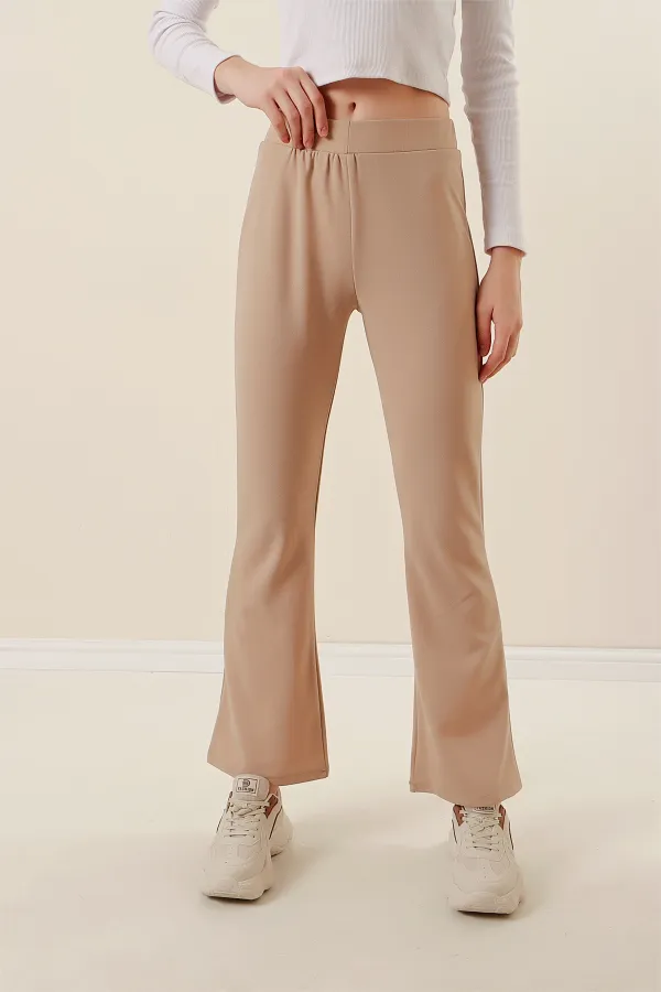 Pantalon pattes d'éléphant 10220 - Beige