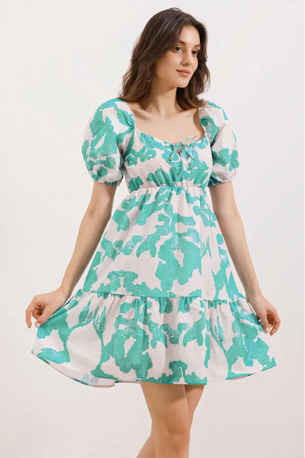 Robe évasée en popeline 2351 - Vert menthe