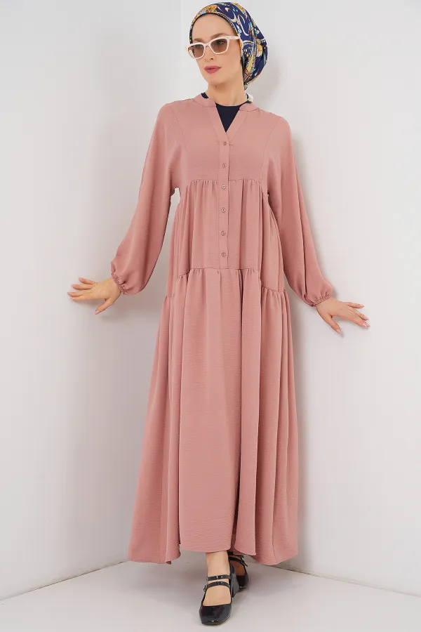 2527 Women's Long Hijab Dress - Salmon