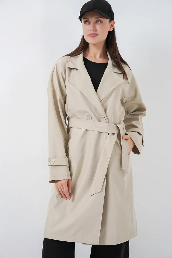 Trench-coat croisé pour femme 5987 - Beige