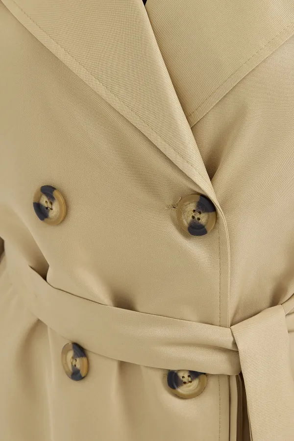 5853 Double-breasted Trench Coat - Light Khaki 5853 Double-breasted Trench Coat - Light Khaki