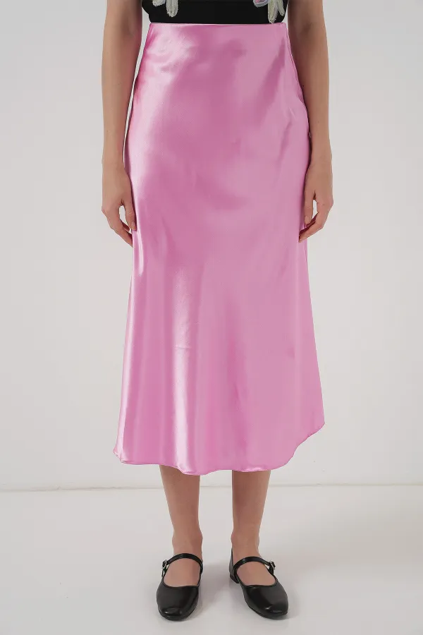 Jupe en satin rose 15806