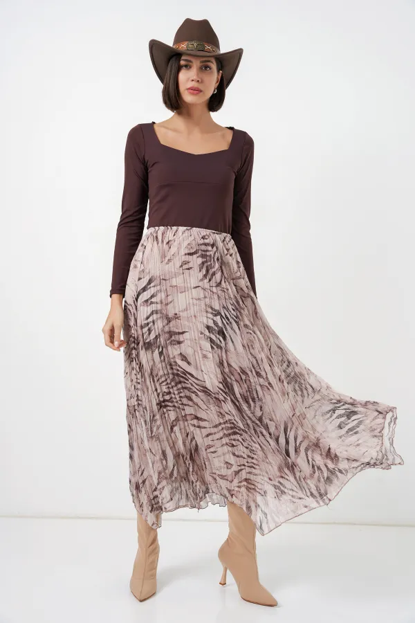Women's Asymmetrical Chiffon Skirt 8056 - Beige