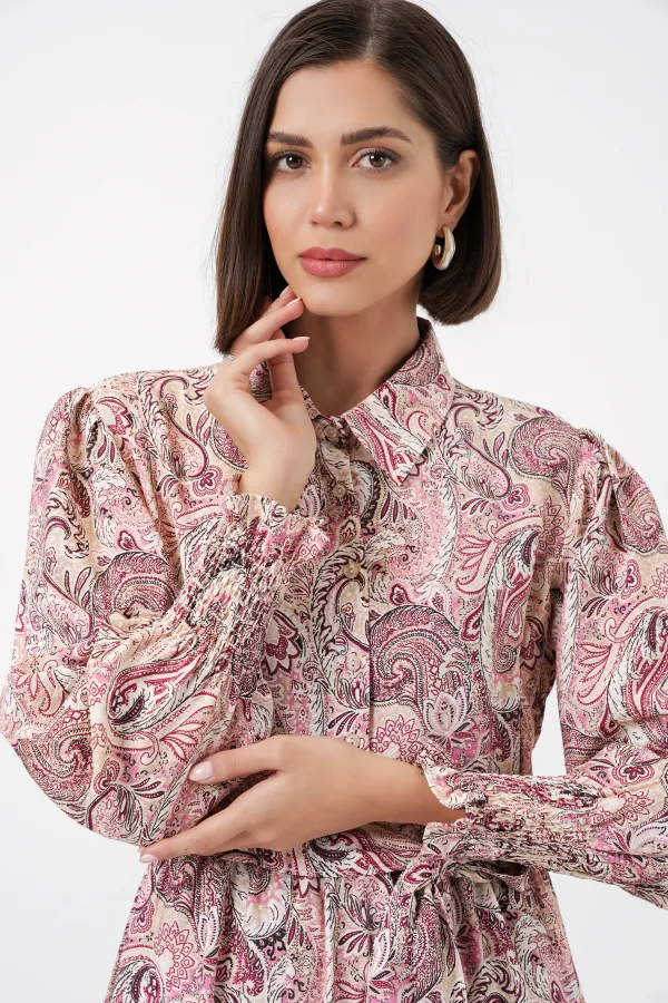 Robe hijab ceinturée pour femme 2589 - Rose