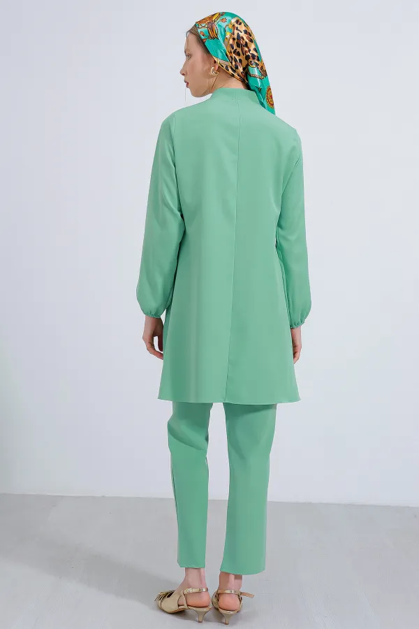 Ensemble pantalon et tunique en maille menthe pour femme 6654