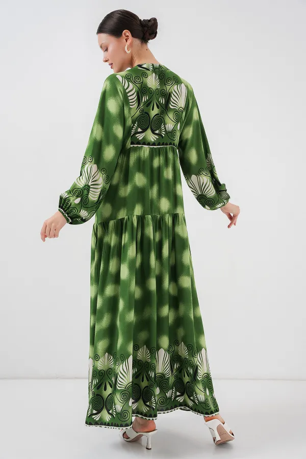 Robe hijab à motifs authentiques 2423 - Verte 6