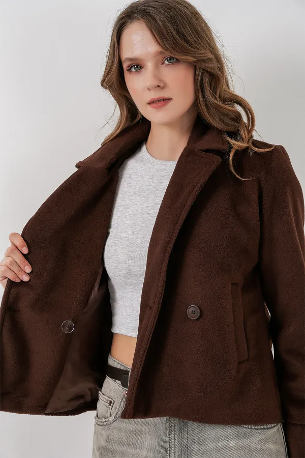Veste en cachemire pour femme 0725 - Marron