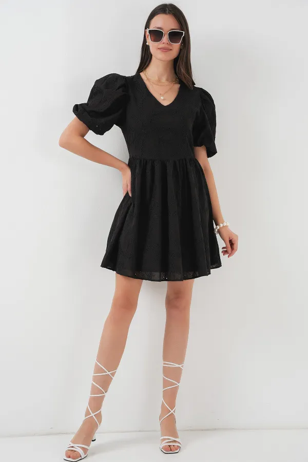 2529 Scalloped Short Dress - Black 2529 Scalloped Short Dress - Black