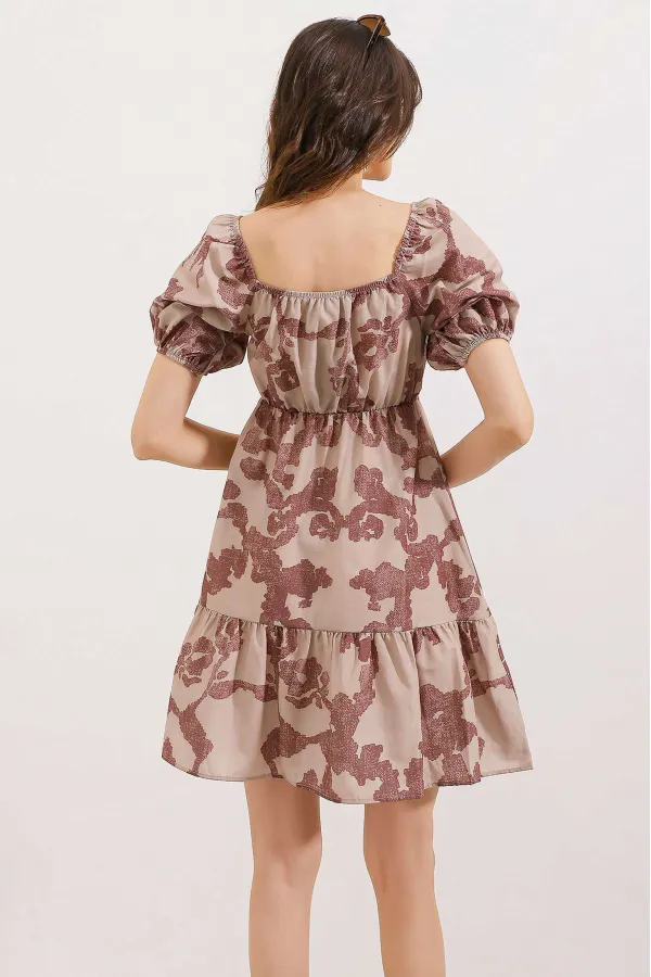 2351 Kloş Poplin Elbise - D.Gül Kurusu