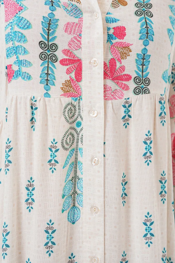 Robe hijab à motifs authentiques 2423 - Bleu clair