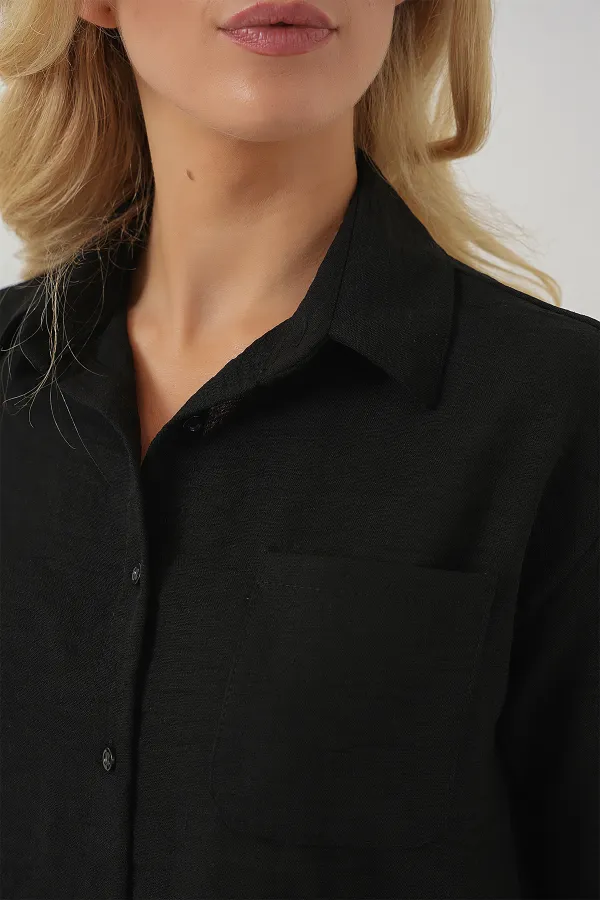 T-shirt court à manches courtes pour femme 20341 - Noir