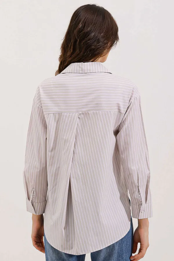 Chemise rayée oversize 20205 - Crème