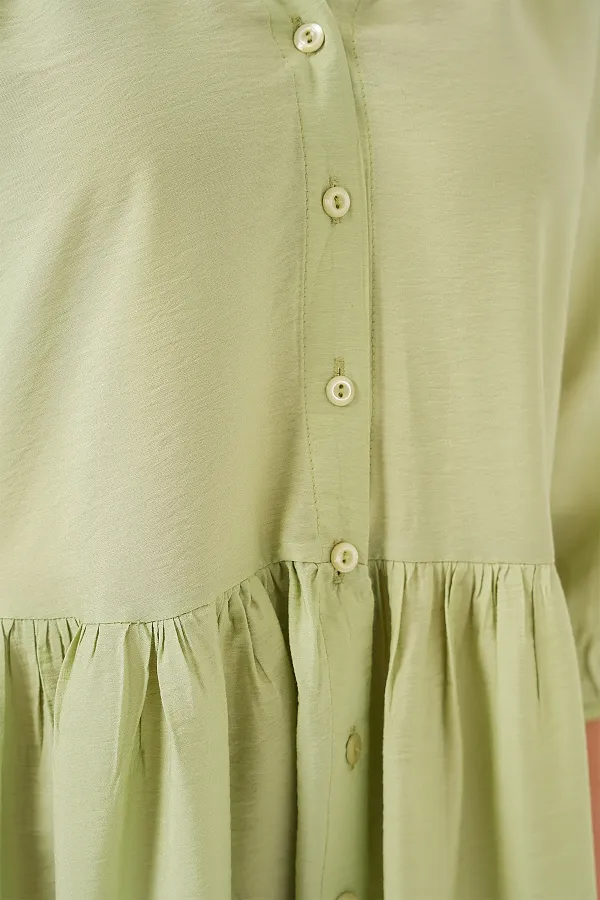 Women's Buttoned Short Sleeve Dress 2559 - E.Green