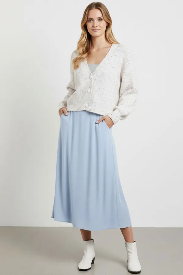 Kadın Crop Triko Hırka 15955 - Ekru