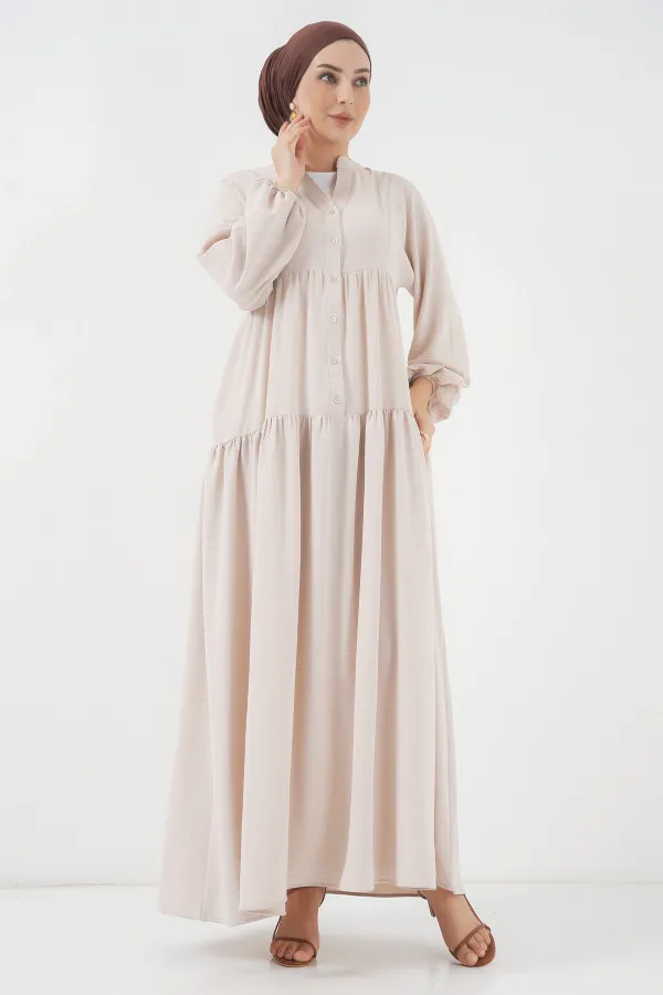 Robe longue hijab pour femme 2527 - Crème