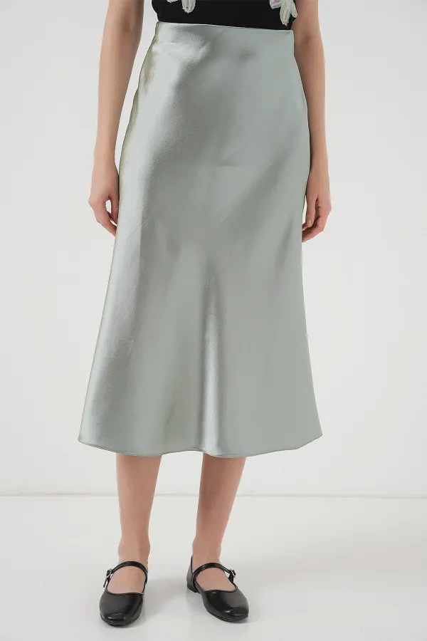 15806 Satin Skirt - Çağla