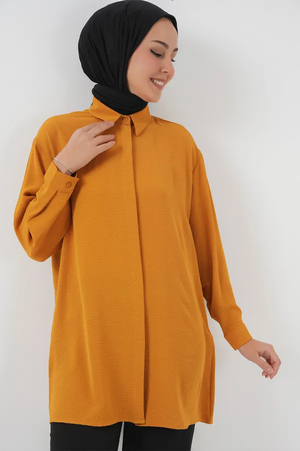 Tunique longue pour femme 5945 - Moutarde