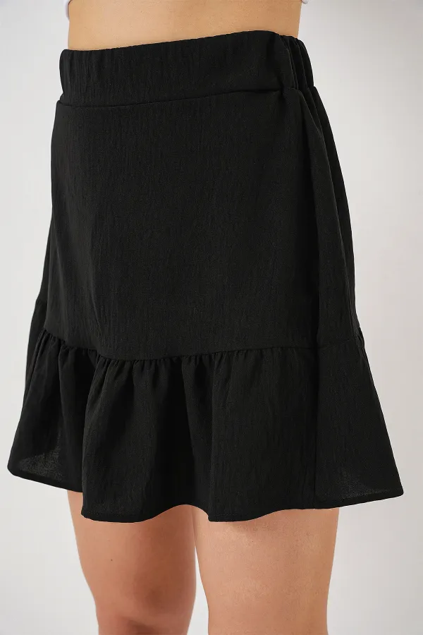 Kadın Ayrobin Mini Etek 8054 - Siyah