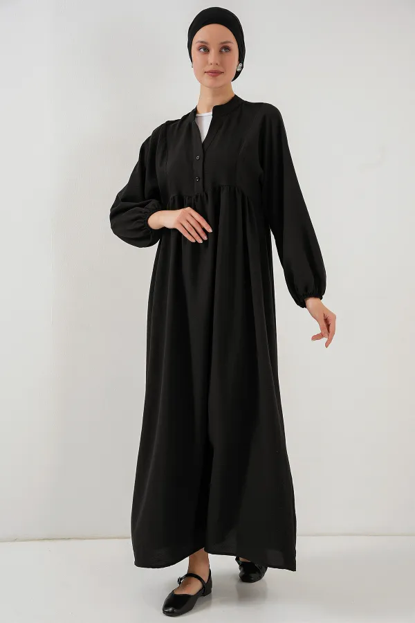 Kadın Uzun Tesettür Elbise 2525 - Siyah
