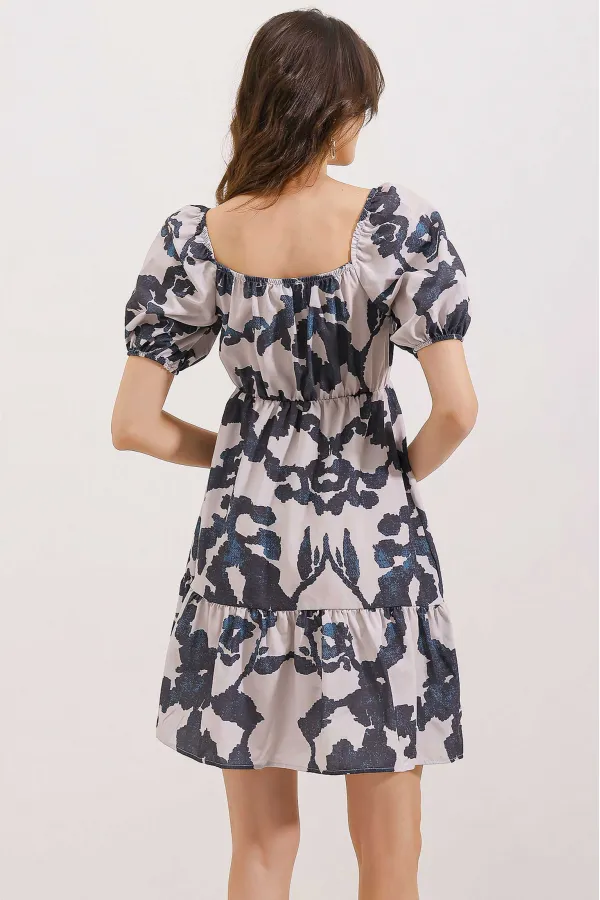 Robe évasée en popeline 2351 - Noir