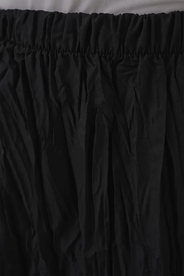 Women's Long Crinkle Skirt 8042 - Black