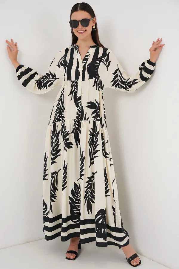 Robe hijab authentique à motifs 2423 - Blanc clair