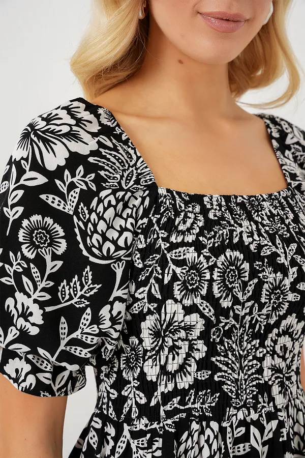 Robe fendue à motifs 2512 - Noir