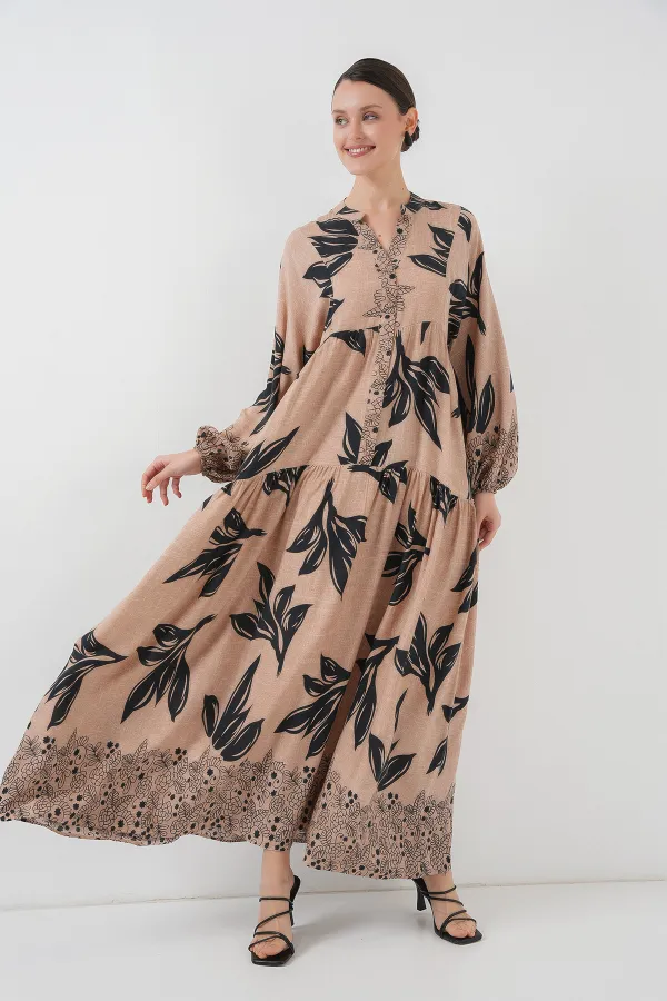 2423 Authentic Patterned Hijab Dress - D.Vizon