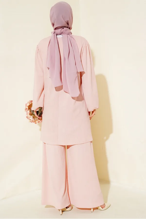 Kadın Pudra Tunik Pantolon Alt Üst Takım 6663