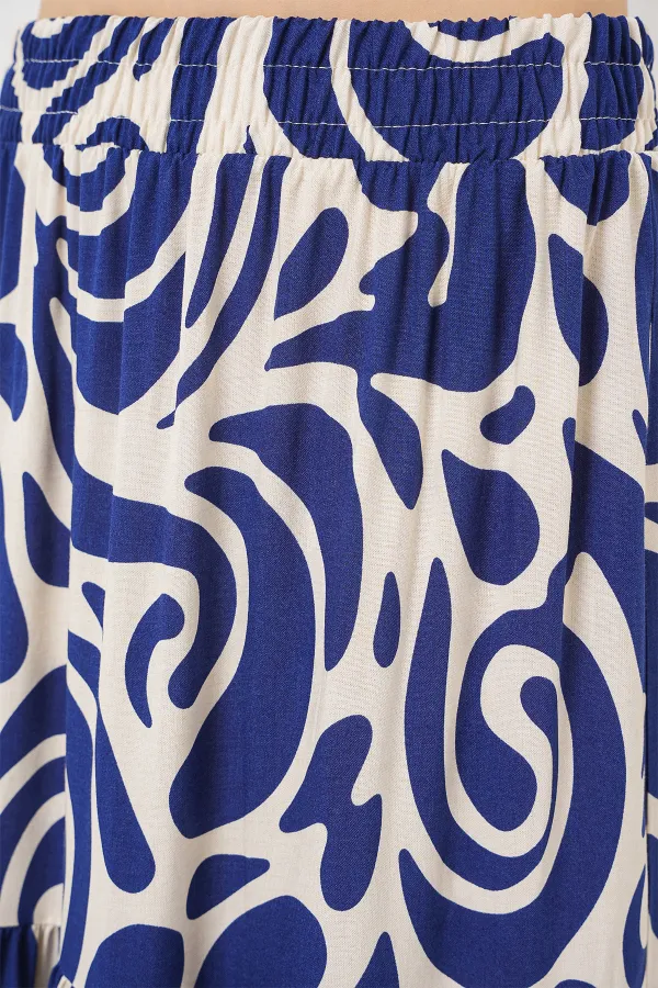 1898 Desenli Uzun Etek - F.Lacivert