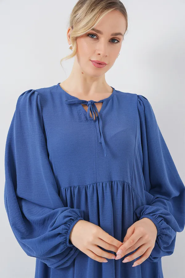 Women's Balloon Sleeve Long Hijab Dress 2464 - Saks