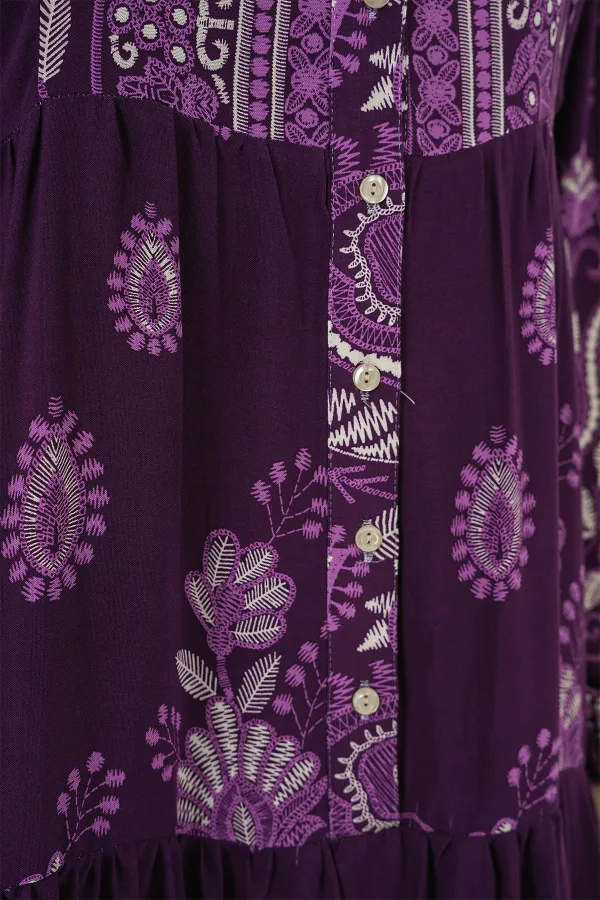Robe hijab authentique à motifs 2423 - Violet clair