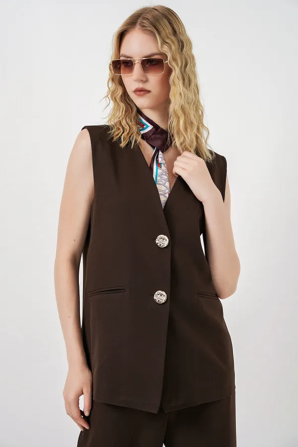 Women's Vest and Trousers Two-Piece Set 30086 - Brown