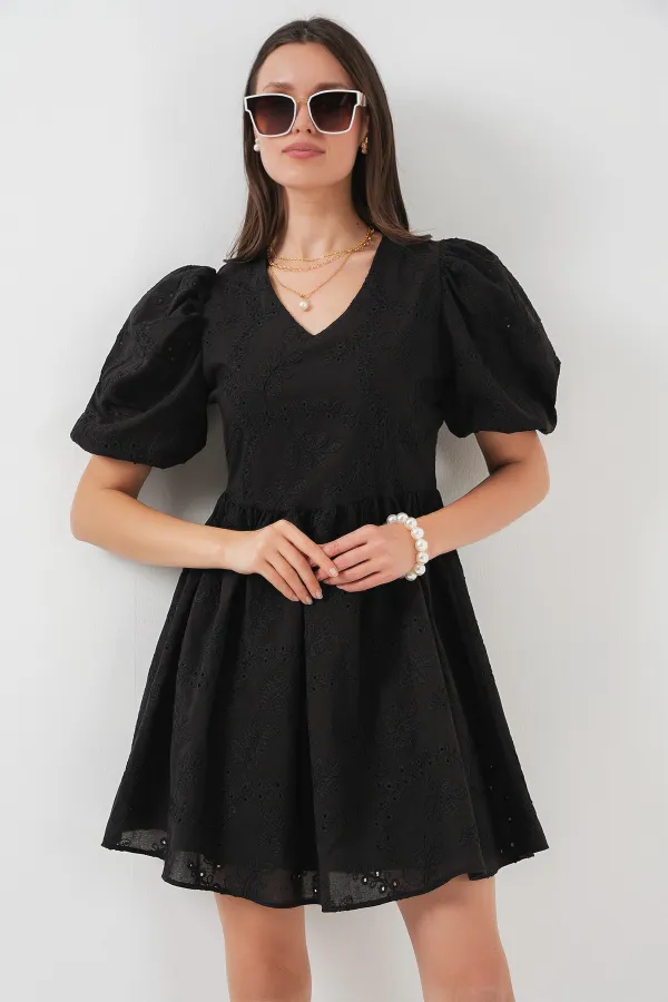 2529 Scalloped Short Dress - Black 2529 Scalloped Short Dress - Black