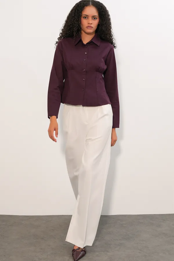 Chemise en popeline coupe ajustée 20231 - Prune
